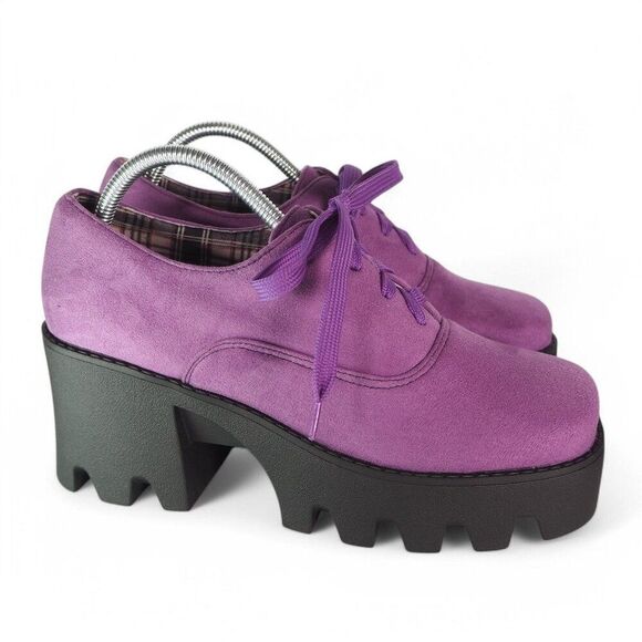 Unbranded Square Toe Chunky Heel Platform Oxfords Purple Women's 10 (CN43) - Picture 4 of 11
